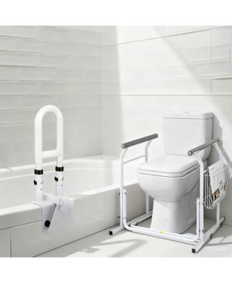 Bathtub Grab Bar with Toilet Safety Rail Combo Adjustable for Seniors