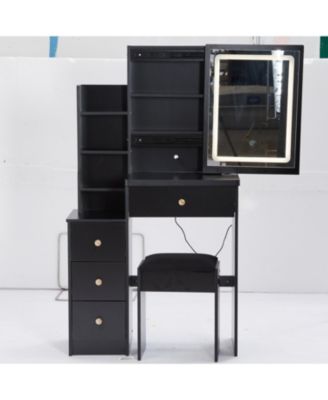 Streamdale Compact Bedside Vanity Table with LED Mirror