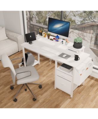  47" Multifunctional Desk with Power Outlet and Storage
