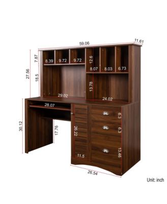2-tier  Home Office Computer Desk with Hutch, Antiqued finish