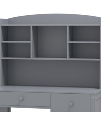  Vintage Home Desk & Chair Set w/ Bookshelf & Drawers - Gray