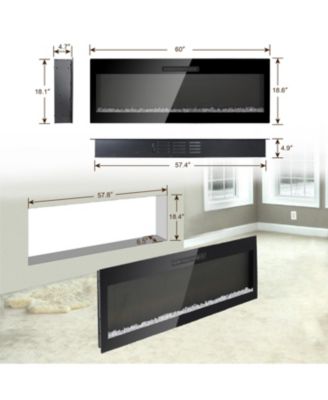 60 Inch Electric Fireplace, Recessed and Wall Mounted Fireplace
