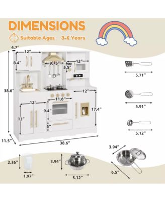 Wooden Kids Play Kitchen, Pretend Play Kitchen Playset w/Sounds for Toddlers.