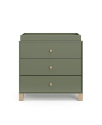 California 3 Drawer Chest With Topper - Olive with Driftwood