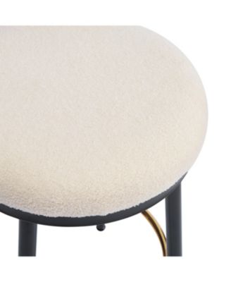  Modern Counter Stools (Set of 2), White, with Iron Frame