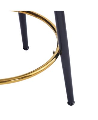  Modern Counter Stools (Set of 2), White, with Iron Frame