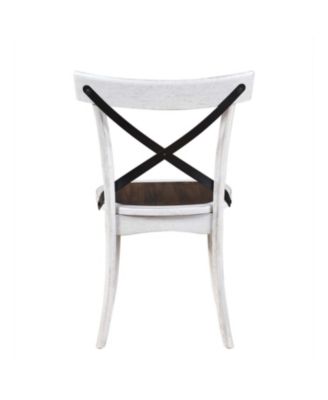 2 Pieces Set Dining Side Chair Rustic Modern Farmhouse Design Retro Design With Metal X Design