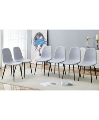 Comfortable Linen-Cotton Dining Set (6 Pieces, Light Gray)