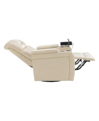 Swivel PU Leather Power Recliner w/ Tray USB Storage