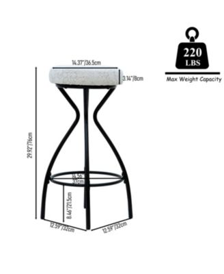 29" Floral Counter Stools - Black & White (Set of 2)