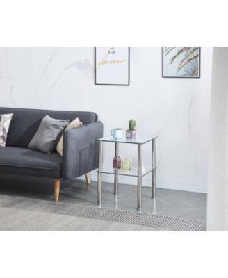 Clear 2-Tier Side/End Table with Storage