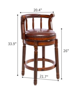 Cow Leather Swivel Bar Stool - 26" - Brown