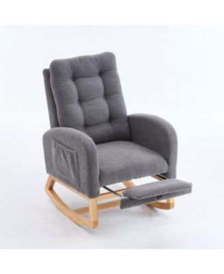 Dark Gray Rocking Chair with Footrest