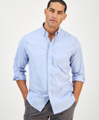 Men's Solid Stretch Oxford Cotton Shirt, Created for Macy's