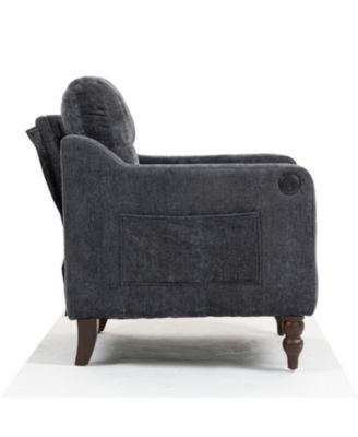 Accent Chenille Chair w/ USB Ergonomic Back Storage