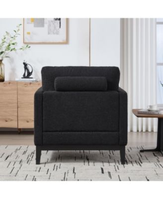 35.4" Wide Modern Farmhouse Accent Chair - Black Boucle
