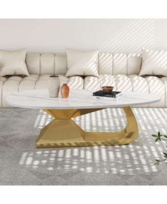 Sintered Stone Coffee Table with Stainless Steel Base
