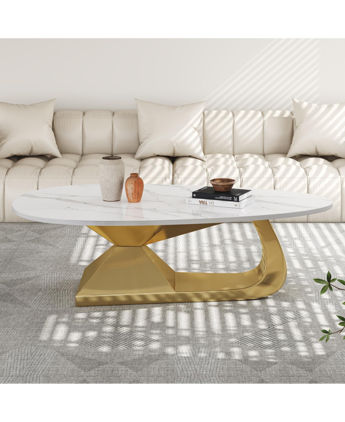 Streamdale Furniture Sintered Stone Coffee Table with Stainless Steel Base