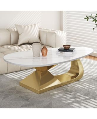 Sintered Stone Coffee Table with Stainless Steel Base