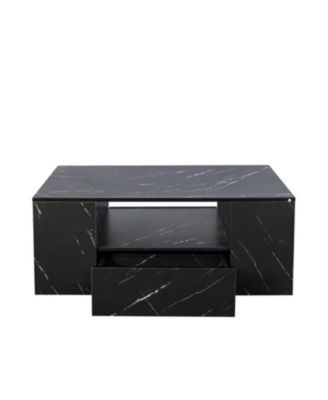 LED Coffee Table with Storage & Shelf