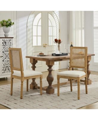  Louis Dining Chairs, Rattan Back, Beige