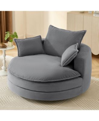 Swivel Barrel Chair with Pillows