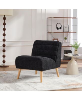 Modern Upholstered Accent Chair, Chenille, Black