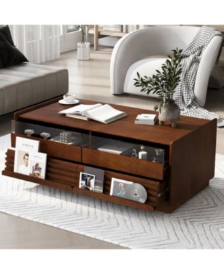  Modern Rectangle Coffee Table with Drawers & Shelves