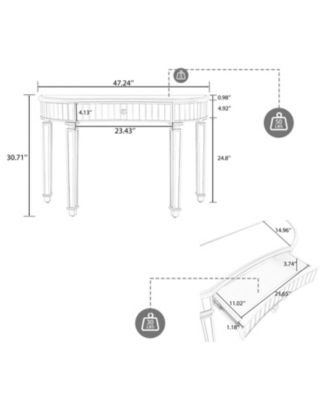 47" Half-Moon Mirrored Console Table - Silver Entryway Vanity