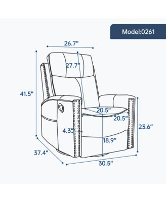 Blue Leather Heat Massage Rocker Swivel Recliner