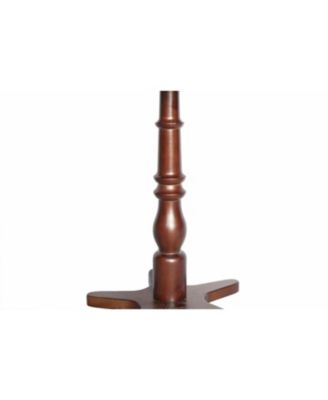 Round End Table - Wooden Pedestal, Vintage Accent (Walnut