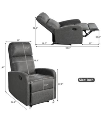 Modern Manual Recliner Chair - Slate Grey