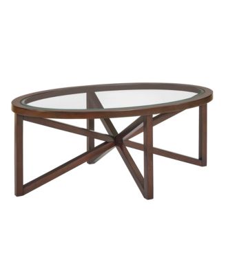 Modern Wood Base, Round Top Glass Coffee Table
