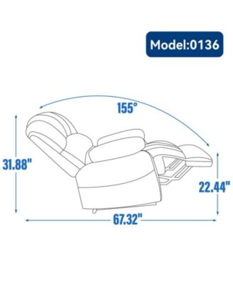 Large Manual Recliner Chair in Fabric for Living Room