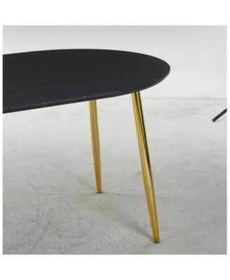 Extendable Dining/Office/Coffee Table, Metal Leg, MDF Top, Golden/Black