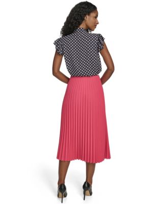 Women's Double Dot Tie Neck Top