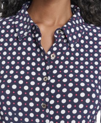 Women's Double Dot Long-Sleeve Button Down Shirt