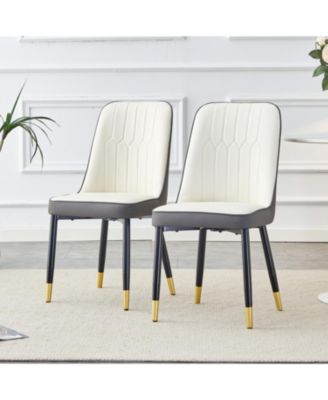 Modern Dual Tone PU Leather Dining Chairs