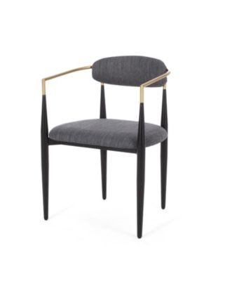 Modern Gold Accent Upholstered Dining Chairs (Set of 2)