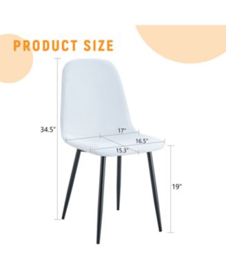 Luxury White Linen Dining Chairs (Set of 4) - Black Metal Legs