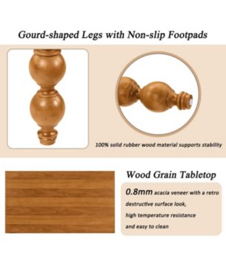 Solid Wood Coffee Table Set of 3 w/ Drawer - Vintage Style (Natural)