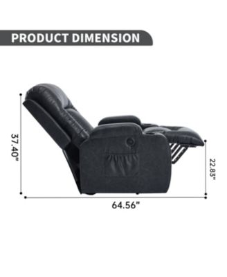 Streamdale Dark Grey Power Lift Recliner, 350 LBS, Massage, Heat, USB & Cup Holders