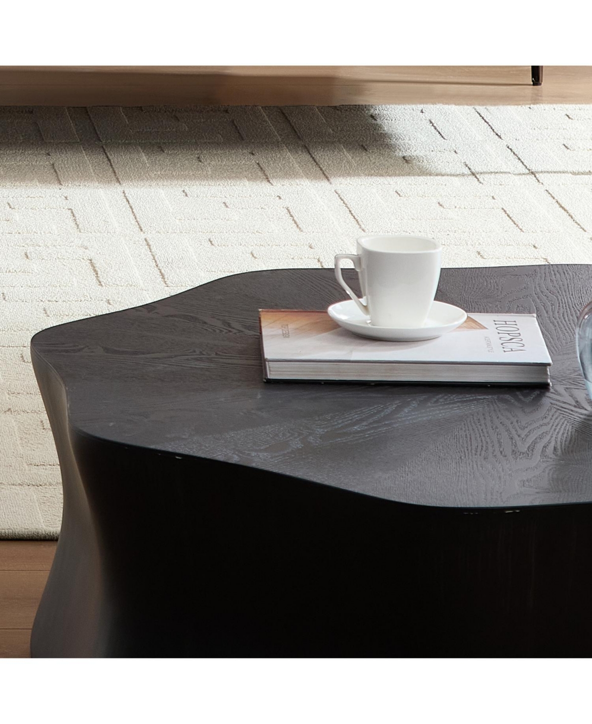 Streamdale Furniture Streamdale Black Petal Coffee Table - Birch Veneer, Brushed Sides