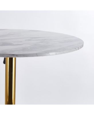 31.5" Golden & White Tulip Bar Table - Round MDF Top
