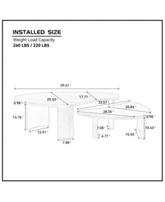 Streamdale Modern Irregular Coffee Table Set, Nesting End Tables, Black