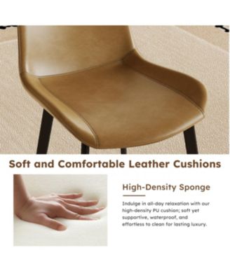  PU Leather Dining Chairs, Carbon Steel Legs, Brown (Set of 4)