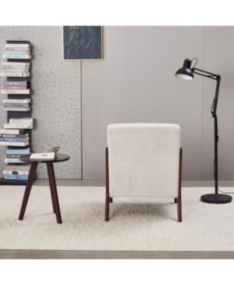 Mid-Century Beige Chair & Walnut Coffee Table Set