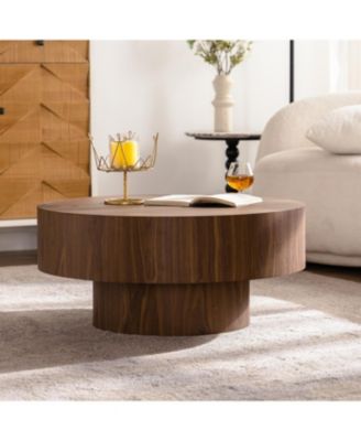 Round Wood Coffee Table - 30.5" Walnut - Living Room/Office