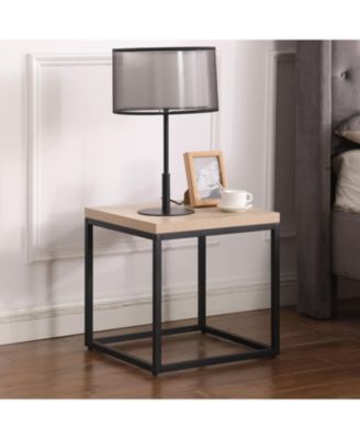 Square Wood & Metal End Table