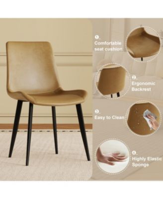 Set of 4 PU Leather Dining Chairs